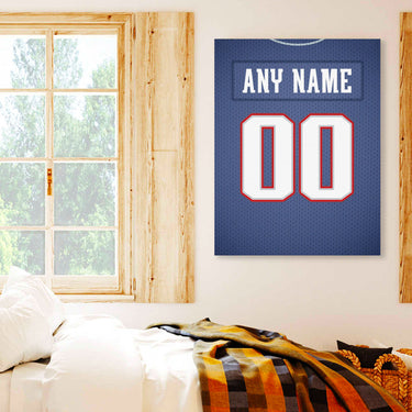 New England Jersey Custom Canvas Print Wall Art for Boy Girl Men Women Football Personalized Canvas Art
